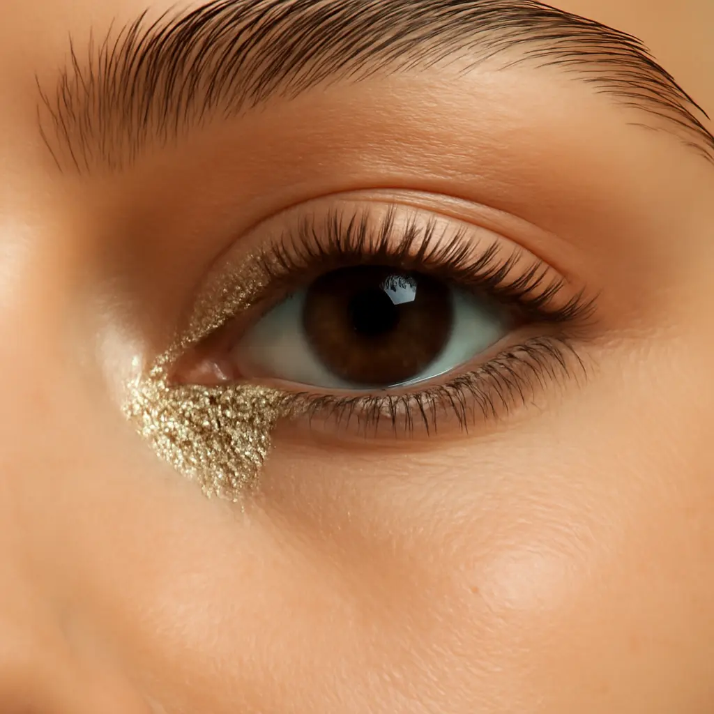 Close-up of eye with metallic inner corner highlight